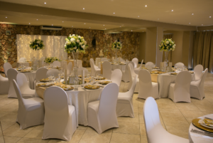 Indoor seating at Tswana Hall